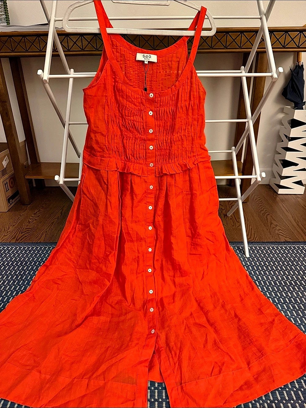 Sea New York Smocked Maxi Dress in Orange